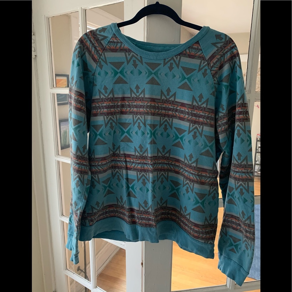 Turquoise w/Multi Colored Print Sweatshirt